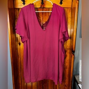 Torrid maroon blouse with‎ lace details size 4 or 4X